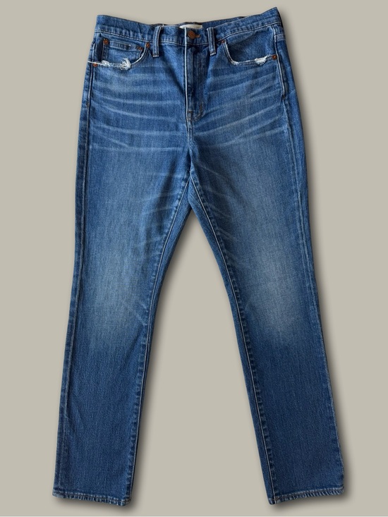 Madewell Denim - Madewell High Rise Slim Boyjean Size 28 Medium Wash Distressed Pocket Detail